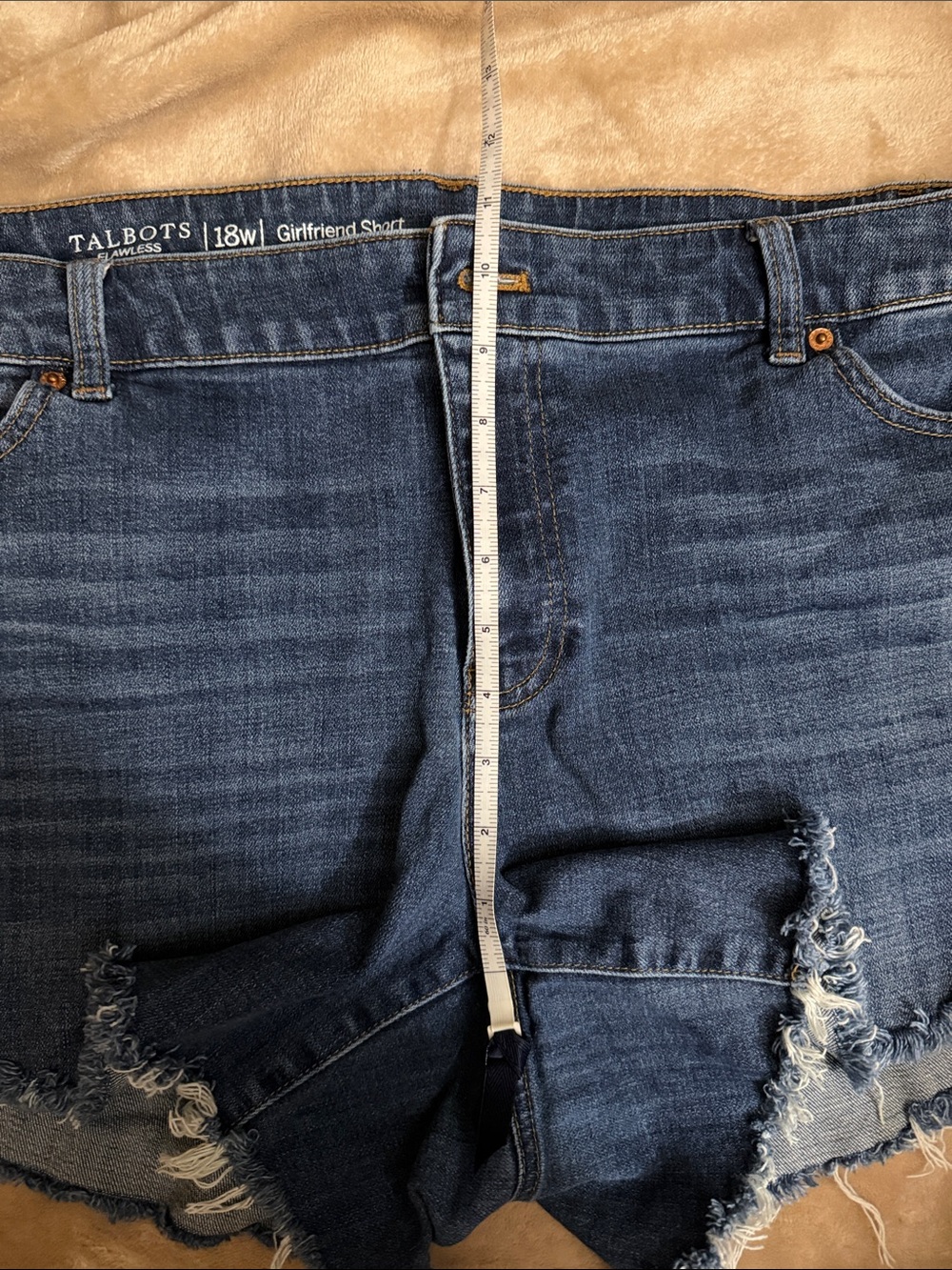 Talbots Dark Blue Frayed Cut Off Hem Denim Shorts - Picture 7 of 7